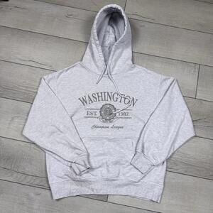 Garage Hoodie Oversized Womens XS Light Gray Michigan 1994 Embroidered Logo Y2K